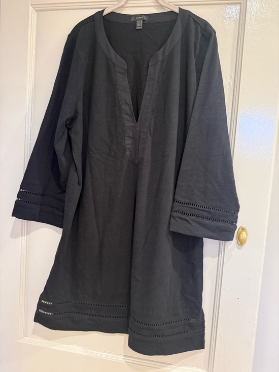 J. Crew Dresses & Skirts - J CREW Black V-Neck Dress Tunic 100% Cotton size XL EUC